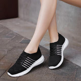 Ladies Lace-Up Knit Sneakers