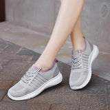 Ladies Lace-Up Knit Sneakers