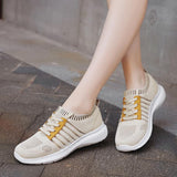 Ladies Lace-Up Knit Sneakers