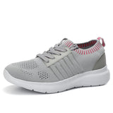 Ladies Lace-Up Knit Sneakers