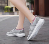 Ladies Lace-Up Knit Sneakers